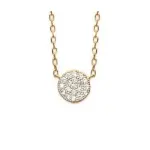 Collier femme en plaqué or, pendentif rond rehaussé de zircon - lara Collier femme en plaqué or, pendentif rond rehaussé de zircon - lara