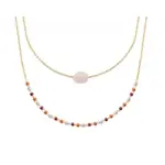 Collier femme, plaqu or, perles de miyuki & quartz rose - luny