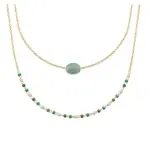 Collier femme, plaqu or, perles de miyuki & quartzite verte - luny