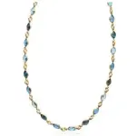 Collier femme, plaqu or & swarovski bleu panach - swing