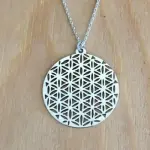 Collier fleurs de vie en argent rhodi� - cr�ateur cabanetchanqu�e