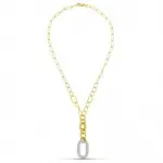 Collier luxe et long pendentif ovale, or 2 tons 18 carats, oxyde de zirconium - astrée Collier luxe et long pendentif ovale, or 2 tons 18 carats, oxyde de zirconium - astrée