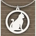 Collier & pendentif femme en argent, chat assis, par cabanetchanque Collier & pendentif femme en argent, chat assis, par cabanetchanque