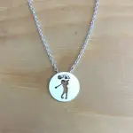 Collier + pendentif femme argent, golf - petit golfeur