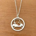Collier + pendentif femme argent, golf - voiturette