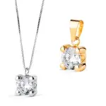 Collier et pendentif femme, or blanc ou jaune et zircone solitaire - odysse