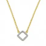 Collier, pendentif losange, or 2 tons 18 carats, zircon - gaelia Collier, pendentif losange, or 2 tons 18 carats, zircon - gaelia