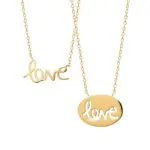 Collier et pendentif message  love  en plaqu or 18 carats