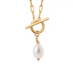 Collier et pendentif, perle de culture / plaqu or - allyne