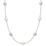 Collier de perles pour femme, argent et blanc - gourmandise