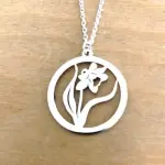 Collier printanier avec cha�ne et pendentif en argent rhodi� - jonquille