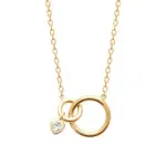 Collier romantique, coeurs entrelac�s - plaqu� or & zircon