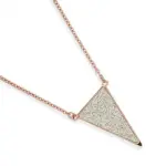 Collier sautoir en acier rose pour femme, triangle paillet - laila