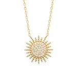 Collier soleil femme en plaqu or 18 carats et zircon - lna
