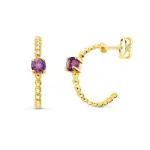 Créoles améthyste et or jaune 18 carats torsadé - alyne Créoles améthyste et or jaune 18 carats torsadé - alyne