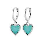 Créoles argent et coeur en pierre naturelle amazonite Créoles argent et coeur en pierre naturelle amazonite
