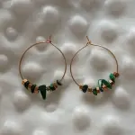 Cr�oles dor�es en acier inoxydable & �clats de malachite - ga�a