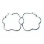 Croles femme en acier, grandes fleurs rehausses de zircon - chica