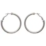 Cr�oles femme en acier gris, diam�tre 4 cm, fil �pais 3 mm - volea