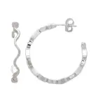 Cr�oles femme en argent 925, fil ondul� 45 mm - riviera