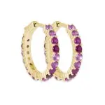 Créoles femme en plaqué or & zircon rose - qwana Créoles femme en plaqué or & zircon rose - qwana