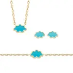 Ensemble de bijoux nuage bleu pour fillette, argent rhodi ou plaqu or