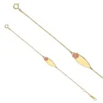 Gourmette identit pour fille, or jaune 750 - petite fleur
