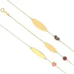 Gourmette prénom originale fille, or 750 - 3 modèles colorés Gourmette prénom originale fille, or 750 - 3 modèles colorés