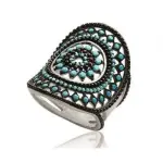 Grosse bague femme, argent, motif indien turquoise - ydali Grosse bague femme, argent, motif indien turquoise - ydali