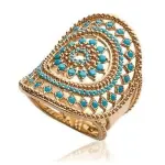 Grosse bague femme plaqué or & pierres turquoises - ydali Grosse bague femme plaqué or & pierres turquoises - ydali