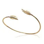 Jonc femme, plume plaqu� or et zircon - abela