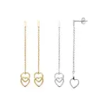 Longues boucles d'oreilles coeur, plaqué or ou argent Longues boucles d'oreilles coeur, plaqué or ou argent