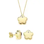 Parure abby - collier et boucles fleur en or jaune 18 carats et zircon
