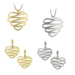 Parure acier: pendentif + boucles d'oreilles pendantes - lilla Parure acier: pendentif + boucles d'oreilles pendantes - lilla