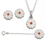 Parure de bijoux fleur blanche en argent pour fille Parure de bijoux fleur blanche en argent pour fille