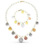 Parure chapitas - collier et bracelet en or trois tons 18k, mdaillons texturs