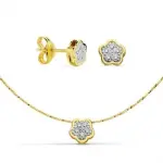 Parure fleur en or bicolore 18 carats et zirconia - cla
