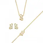 Parure marie - bijoux chat pour petite fille, puces d'oreilles, collier et bracelet