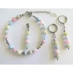 Parure pastelia - bijoux artisanaux en agate morganite pastel & acier argent