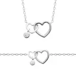 Parure scala �� collier & bracelet coeurs entrelac�s en argent 925