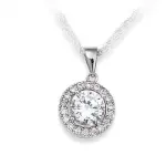 Pendentif argent femme, zircon solitaire - eclat