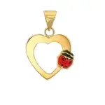 Pendentif coccinelle pour enfant, or jaune 18 carats et mail