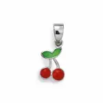 Pendentif enfant en argent 925 et mail - cerise rouge
