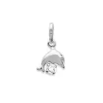 Pendentif enfant en argent et cristal blanc - dauphin