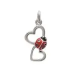 Pendentif enfant en argent rhodi, coeurs et coccinelle maille