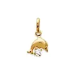 Pendentif enfant plaqu or, dauphin dor & swarovski blanc