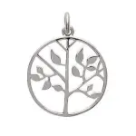 Pendentif femme, arbre de vie en argent rhodi� - signature
