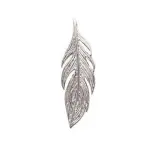 Pendentif femme en argent rhodié, plume argentée 25 mm Pendentif femme en argent rhodié, plume argentée 25 mm