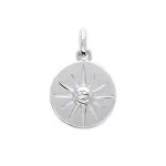 Pendentif femme en argent rhodié, soleil rehaussé de zircon Pendentif femme en argent rhodié, soleil rehaussé de zircon