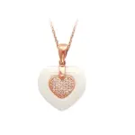 Pendentif femme, coeur céramique blanche, or rose, zircon - célia Pendentif femme, coeur céramique blanche, or rose, zircon - célia